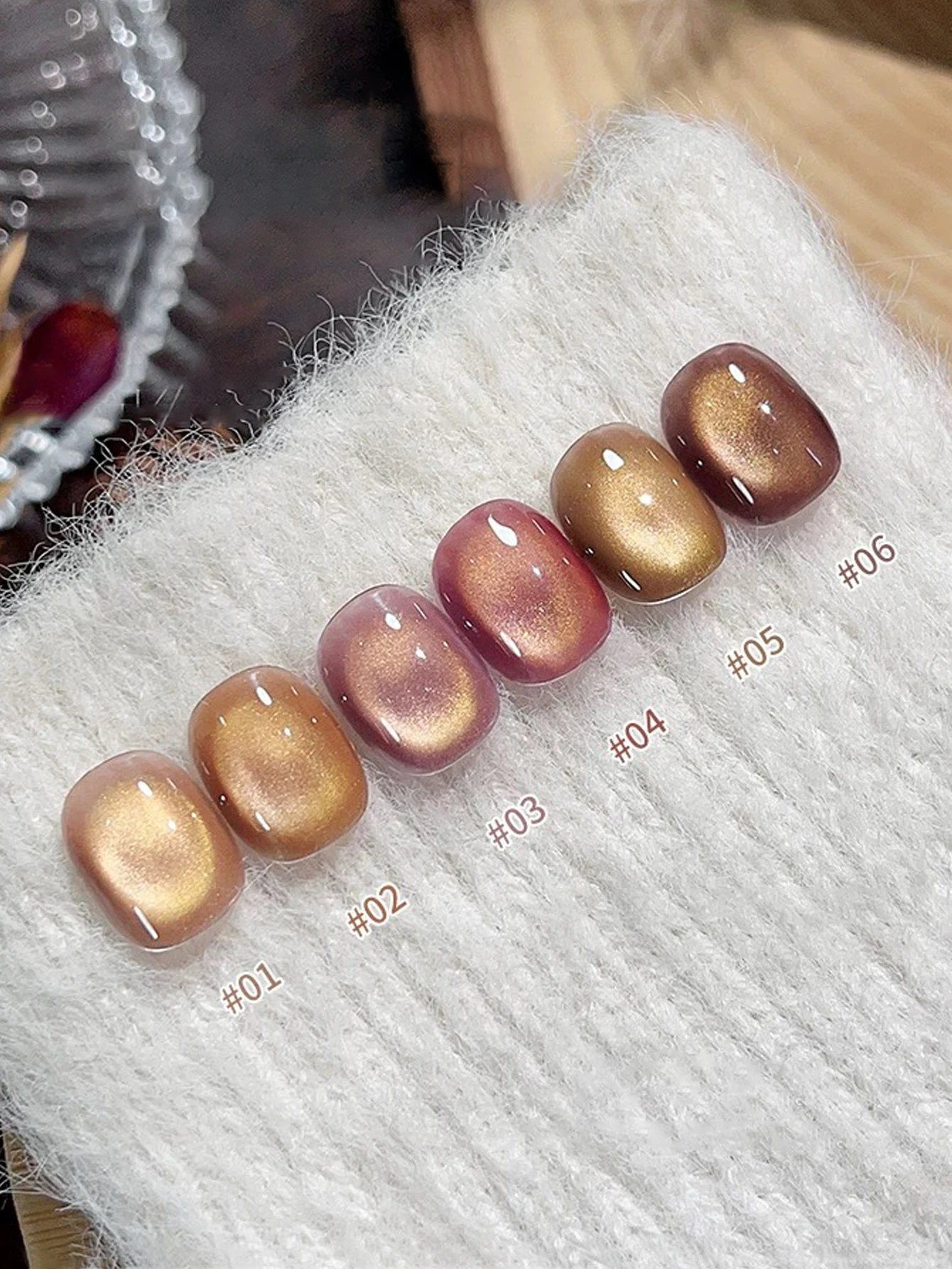 1-6 szt. 15ml Jesienny Lakier do Paznokci Efekt Kociego Oka w Kolorze Szampańskiego Złota, Żelowy, Utwardzany UV LED, Prezent dla Kobiet na Święta, Do Codziennego Użytku, DIY