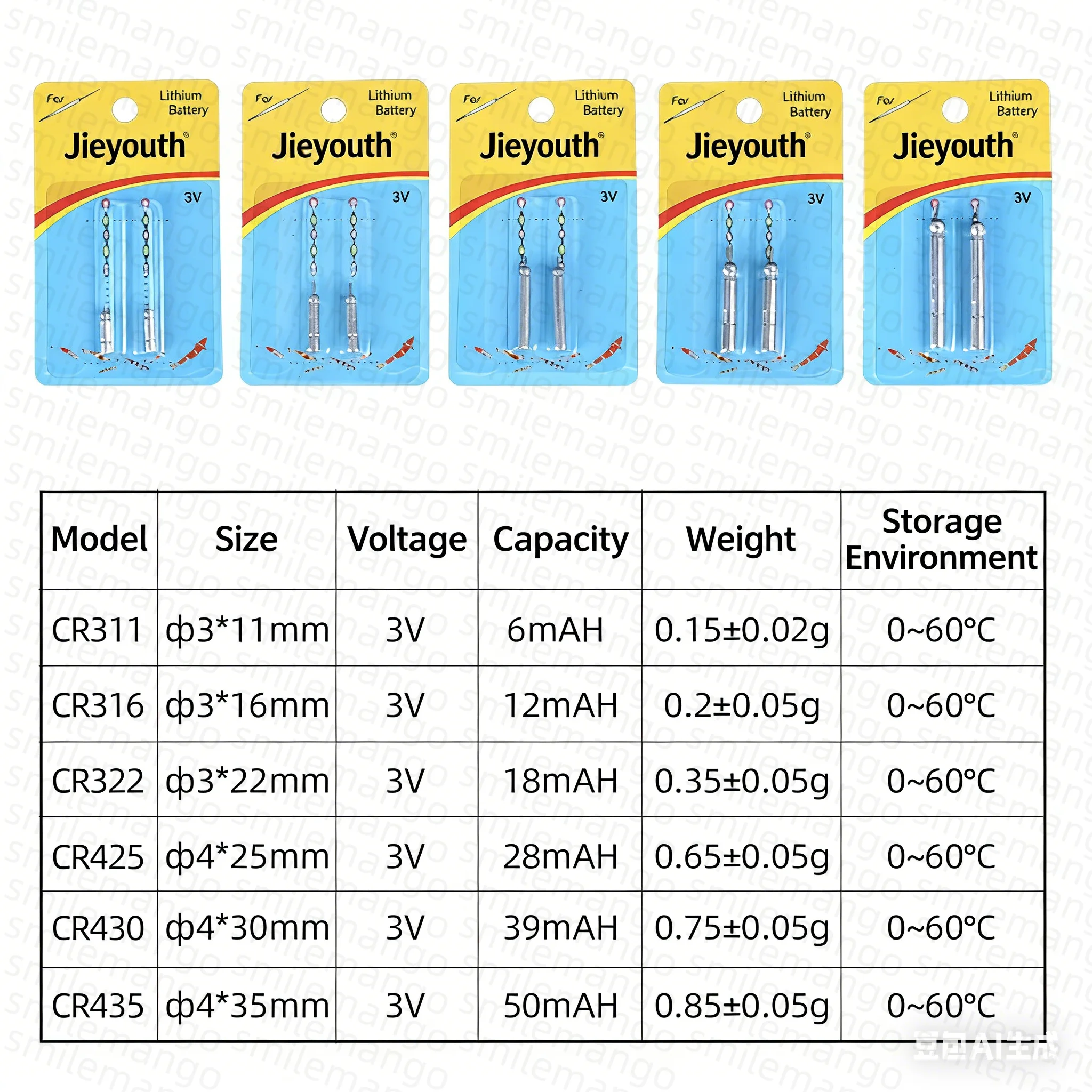 10PCS 3V CR435 CR322 CR311 CR316 Luminous Electric Battery Fishing Floats Lithium Pin Battery Tool CR425 Battery Floats
