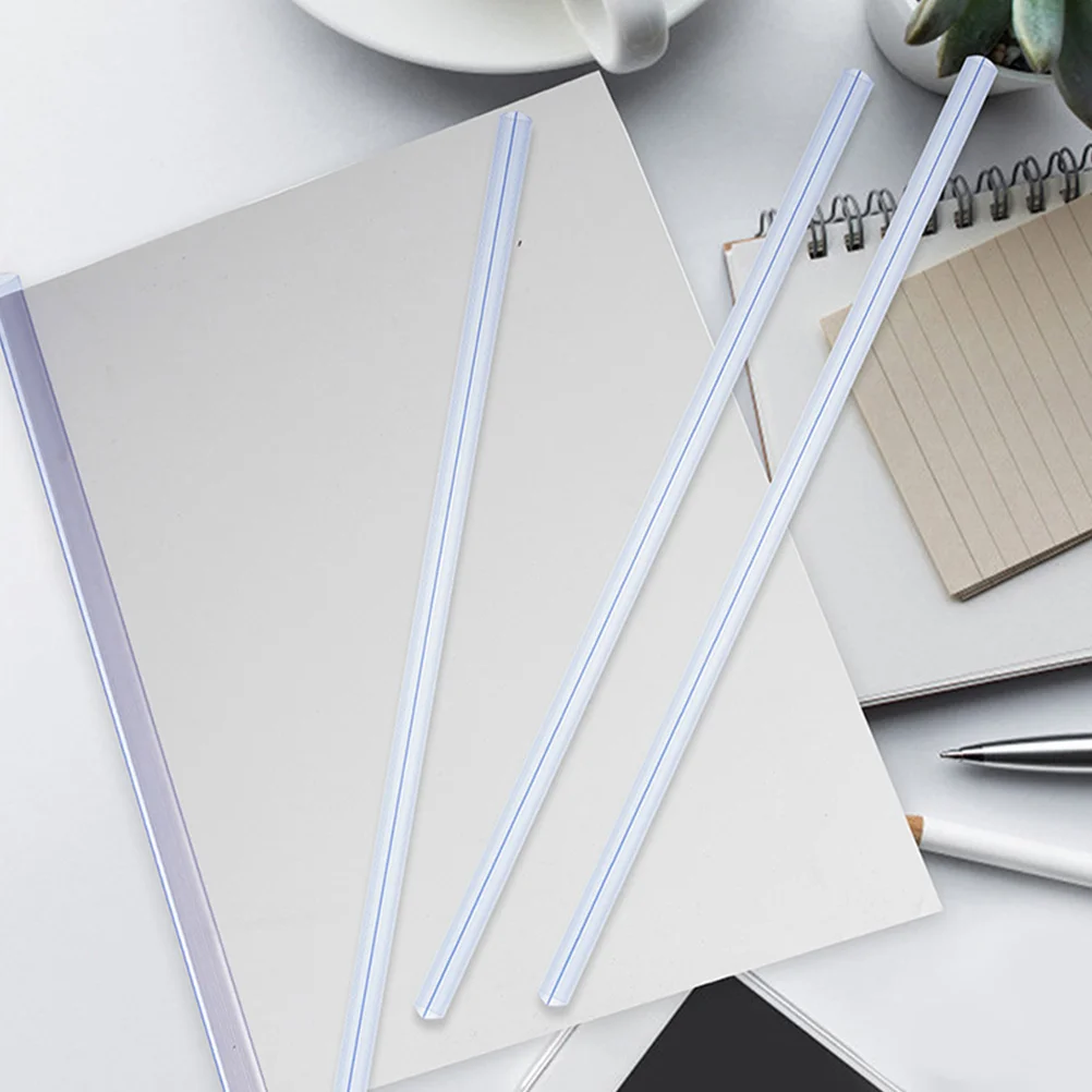 

40pcs Transparent Lever Arch File A4 Plastic Slide Binders 310mmx10mm White Document ganizer Binding Bars Clip Folder