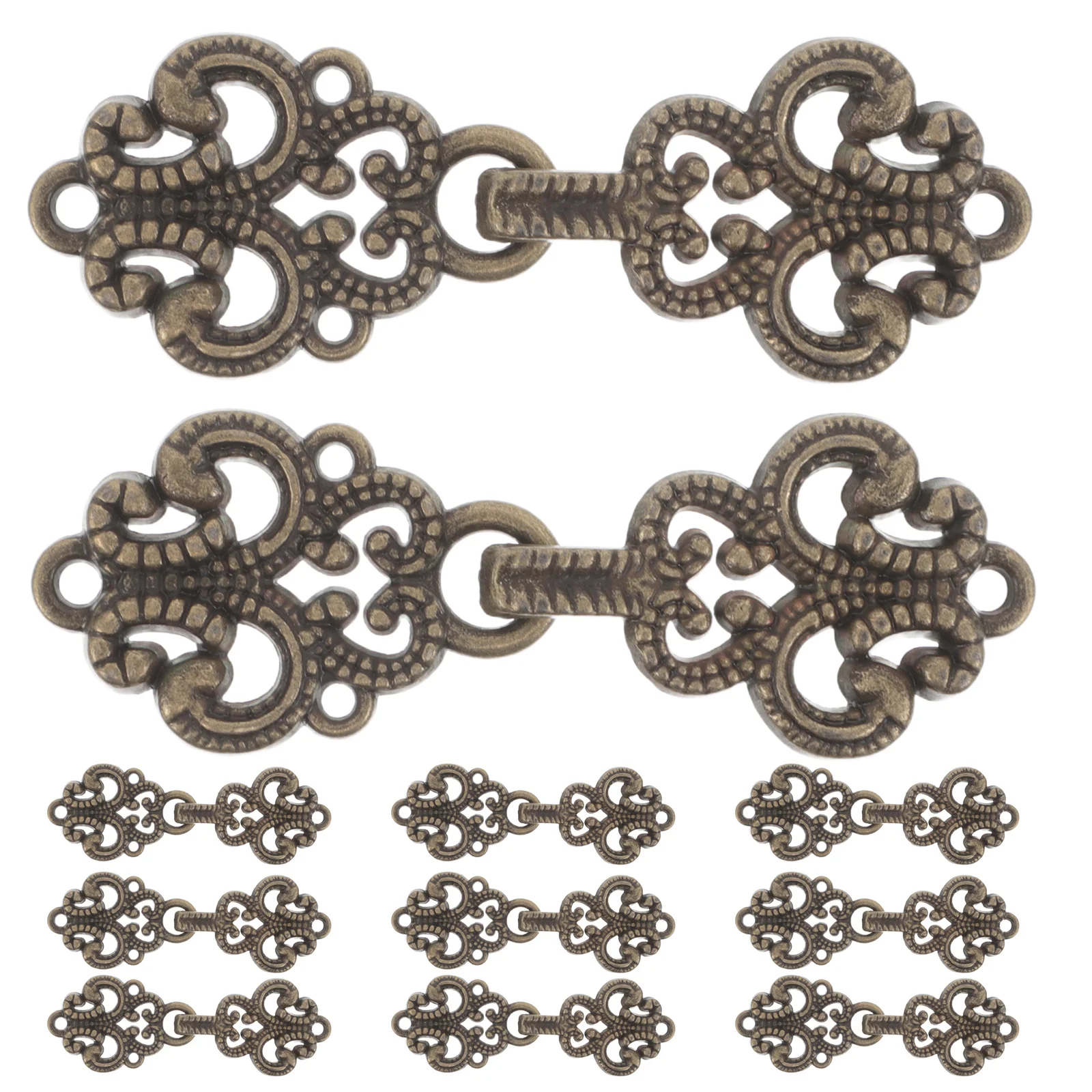 20 pares de botões de sapo com nós chineses, fixadores de metal vintage para projetos de costura cheongsam, acessórios de roupas tradicionais