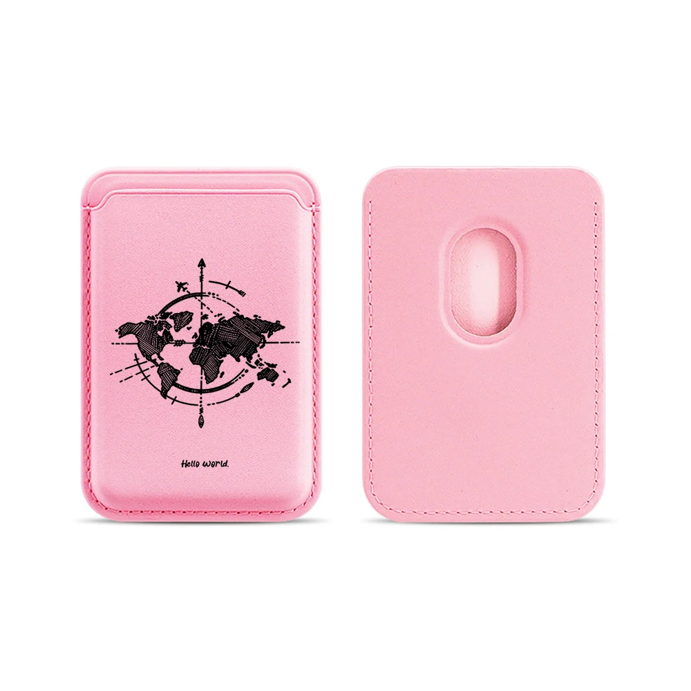Minimalistisches Weltkarten-Leder-Kartenetui Handy-Kartenhalter für Magnetische Hülle Geeignet für alle iPhone Magsafe Karten-Handy-Rückseiten-Taschen – Detail 14