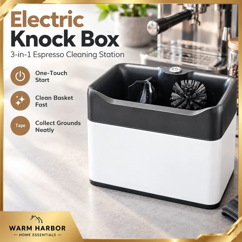Electric Coffee Knock Box Espresso Grounds Cleaner Portafilter Basket Cleaning Brush Automatic Powder Sweeper Barista Cafe Tool