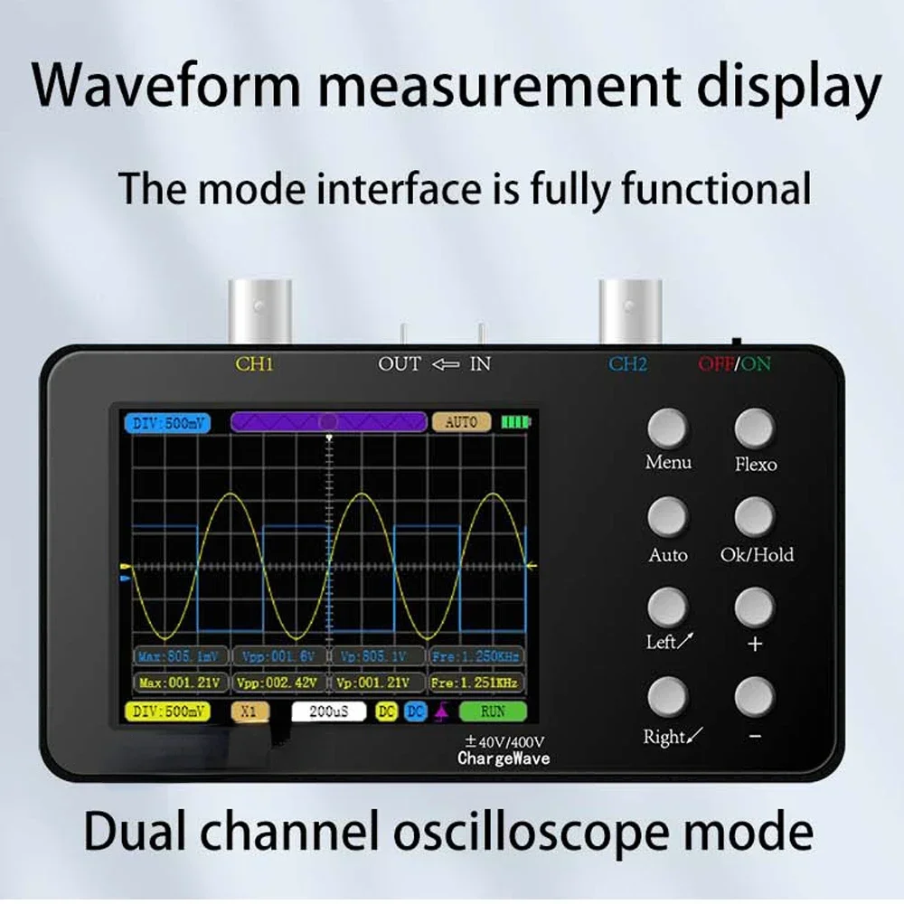

Dual-channel Digital Oscilloscope 10M Analogue Bandwidth 50M Sampling Rate Lissajous Patterns 6A Current Waveform Oscilloscope