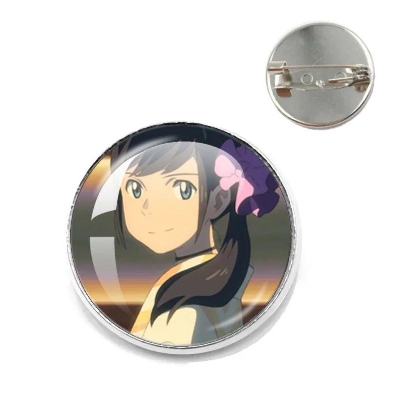 New Style Anime W-Weathering with you Character Hodaka and Hina 20mm/25MM Silver-Plated Brooch Glass Handmade  Jewelry Gift