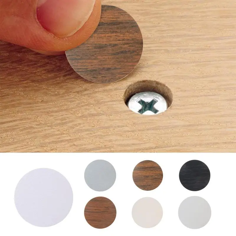 54 Pcs/Sheet 21MM Self Adhesive Sticker Screw Hole Sticker Screw Ugly Cover Paper Wood Craft 3 in 1 Screw Hole Covers for Desk