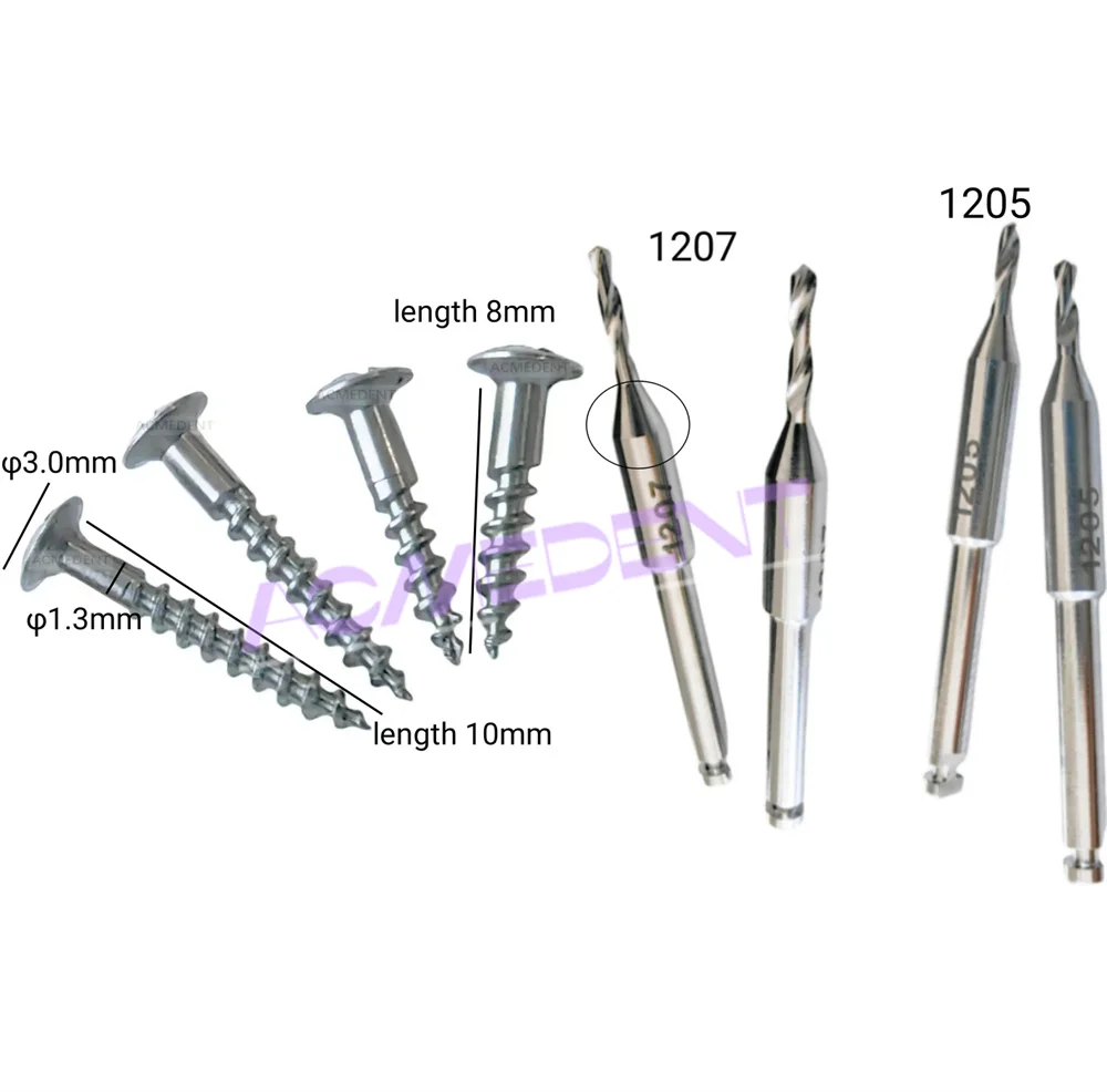 

Dental Pilot Drill Bone Screw GBR Tent Fixation Mini Screws Insertion Socket Headφ3.0 φ1.3mm Screws Length8mm