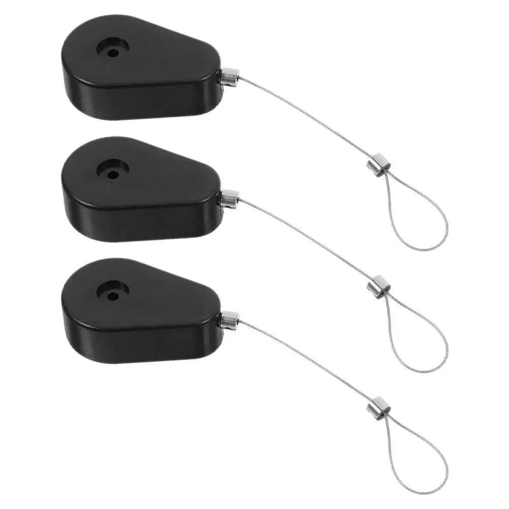 3Pcs Retractable Anti Loss Cable Box Automatic Telescopic Steel Wire Lock with Loop for Laptop Phone Bag Equipment Safety Tether