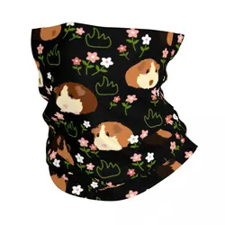 Guinea Pig And Flowers Bandana Neck Warmer Men Women Winter Hiking Ski Scarf Gaiter Domestic Cavy Face Cover