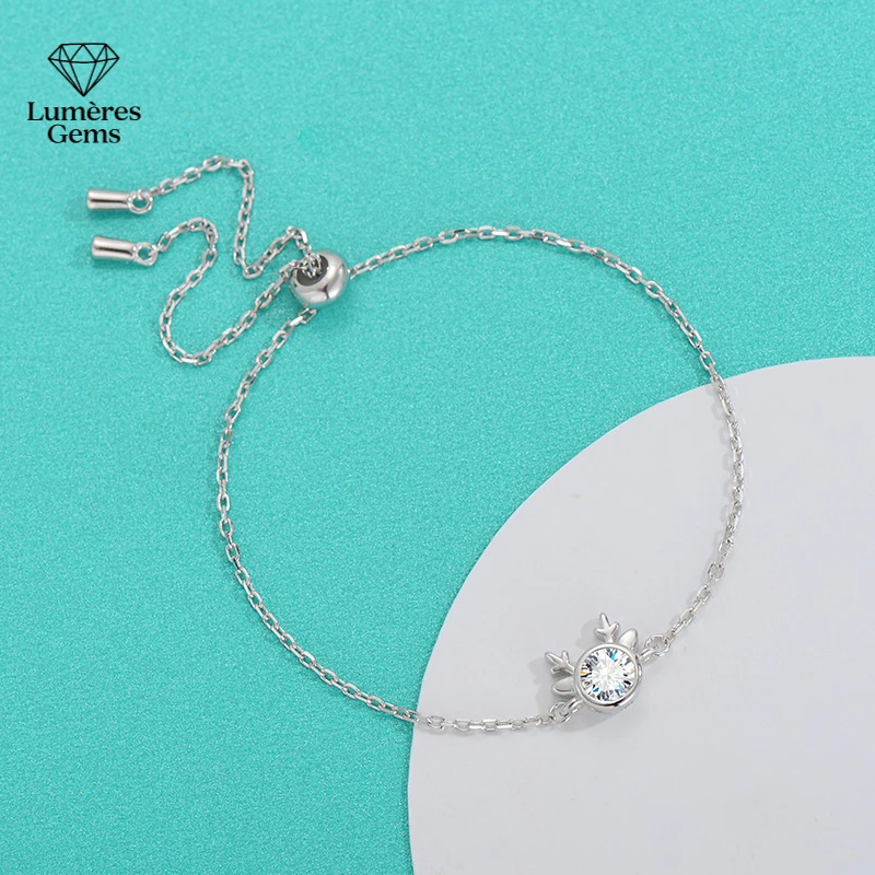 Lumière Gems Platinum PT950 Deer Head Simple and Unique Fashionable Morganite Bracelet for Women - A Small-Scale Design Cute Jew