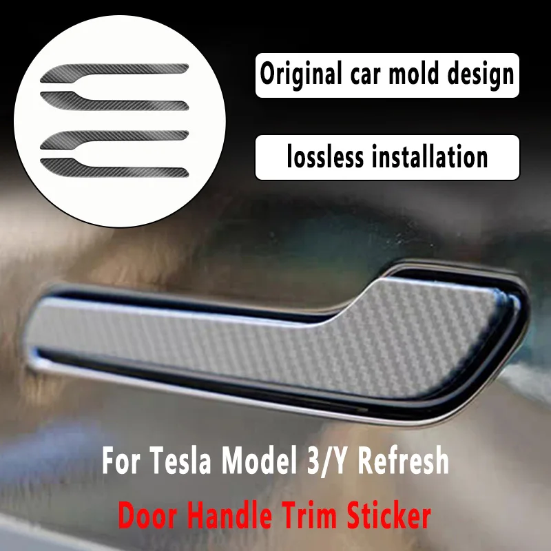 

Door Handle Trim for Tesla Model 3/Y Refresh - 4Pcs ABS Anti-Scratch Protection Car Stickers Exterior Accessories