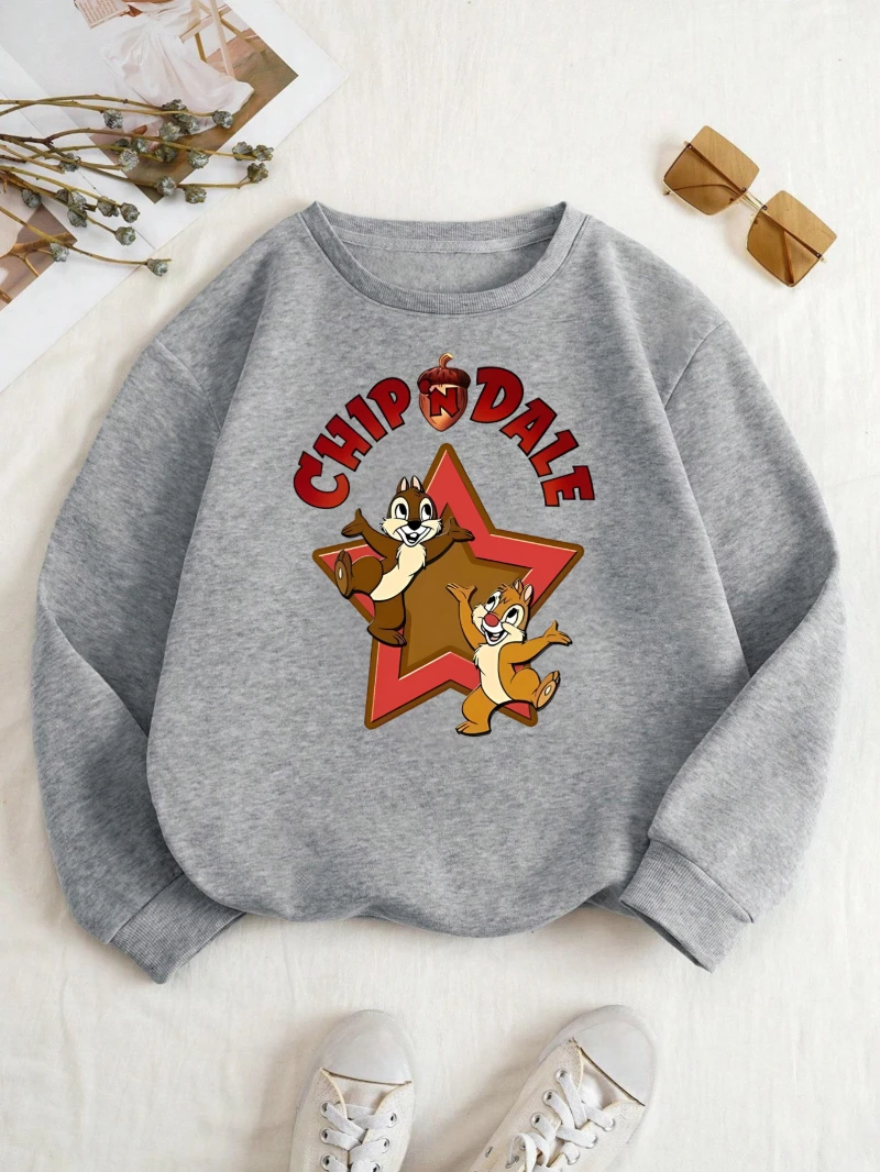 سترة بغطاء للرأس بنمط الرسوم المتحركة Qiqi and Titi - بلوفر نسائي دافئ ومريح برقبة دائرية للخريف والشتاء، طراز كاجوال