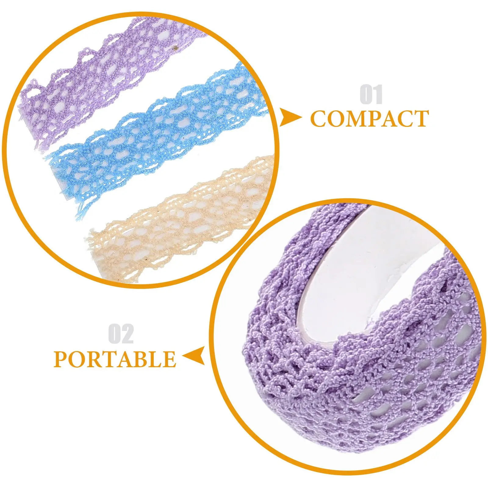 

3 Rolls Fabric Lace Tape Decorative Stickers Pattern Tapes Hand Crafting Adhesive Nail