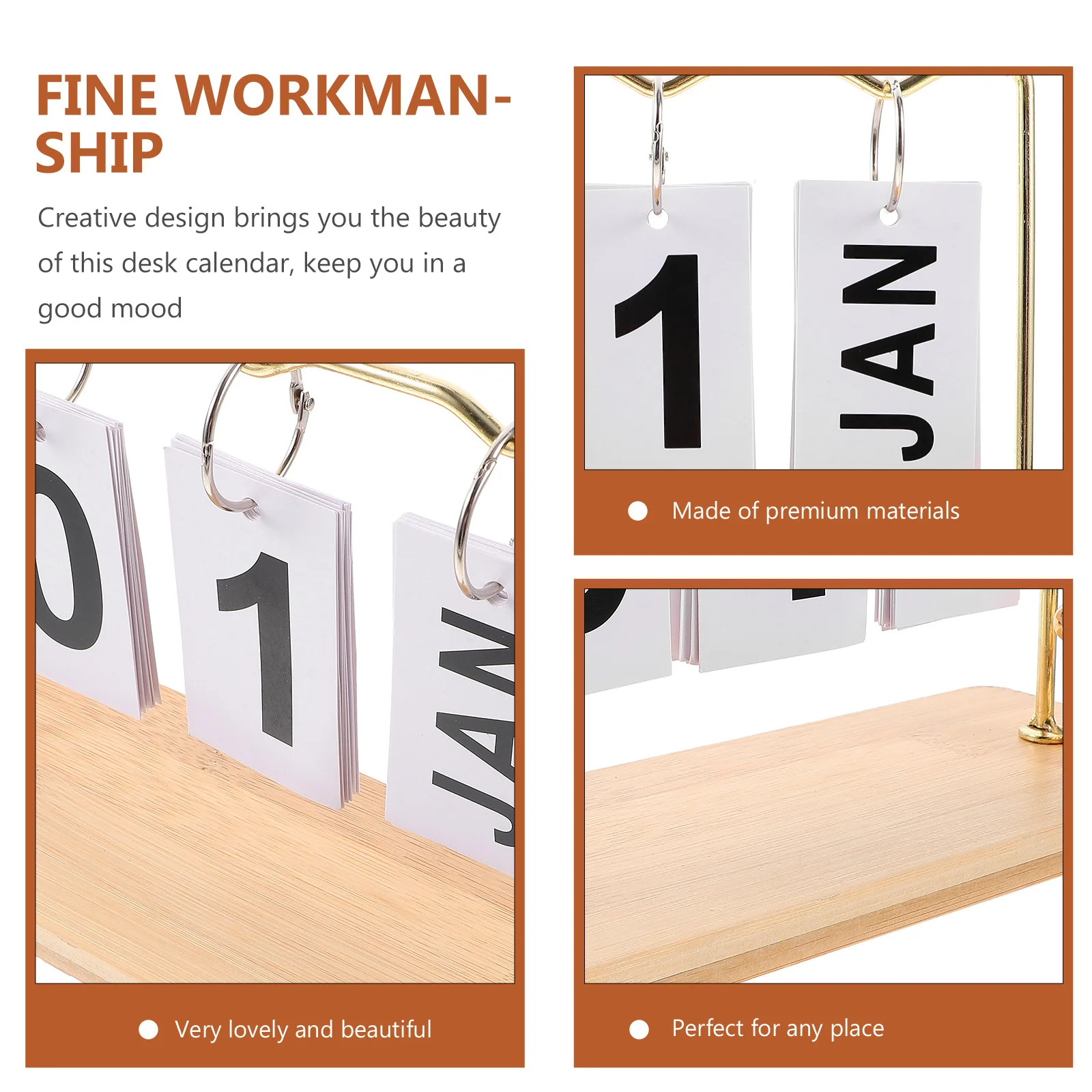 

Creative Perpetual Flip Calendar Desk Accessory Wooden Tabletop Design Space Saving Monthly Date Display Gift Flip Calendar