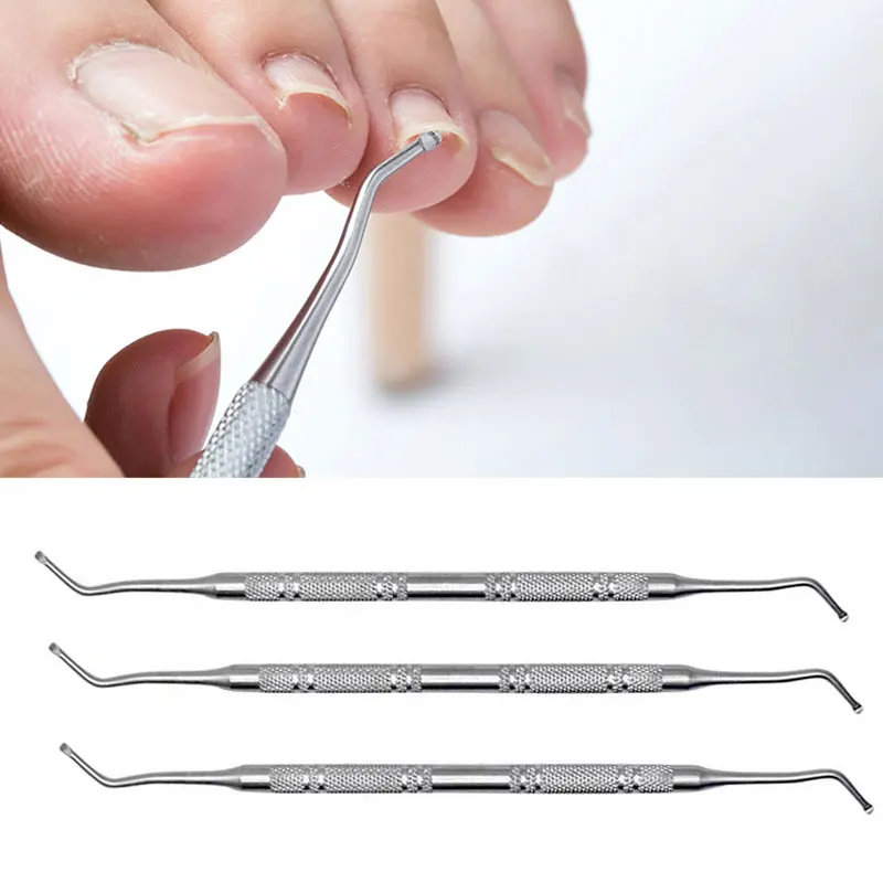 Arquivos de correção Toe Ingrown em aço inoxidável, cabeça dupla, Silver Toe Nail Care Hook, Manicure Pedicure, Toenails Clean Tools, 1Pc