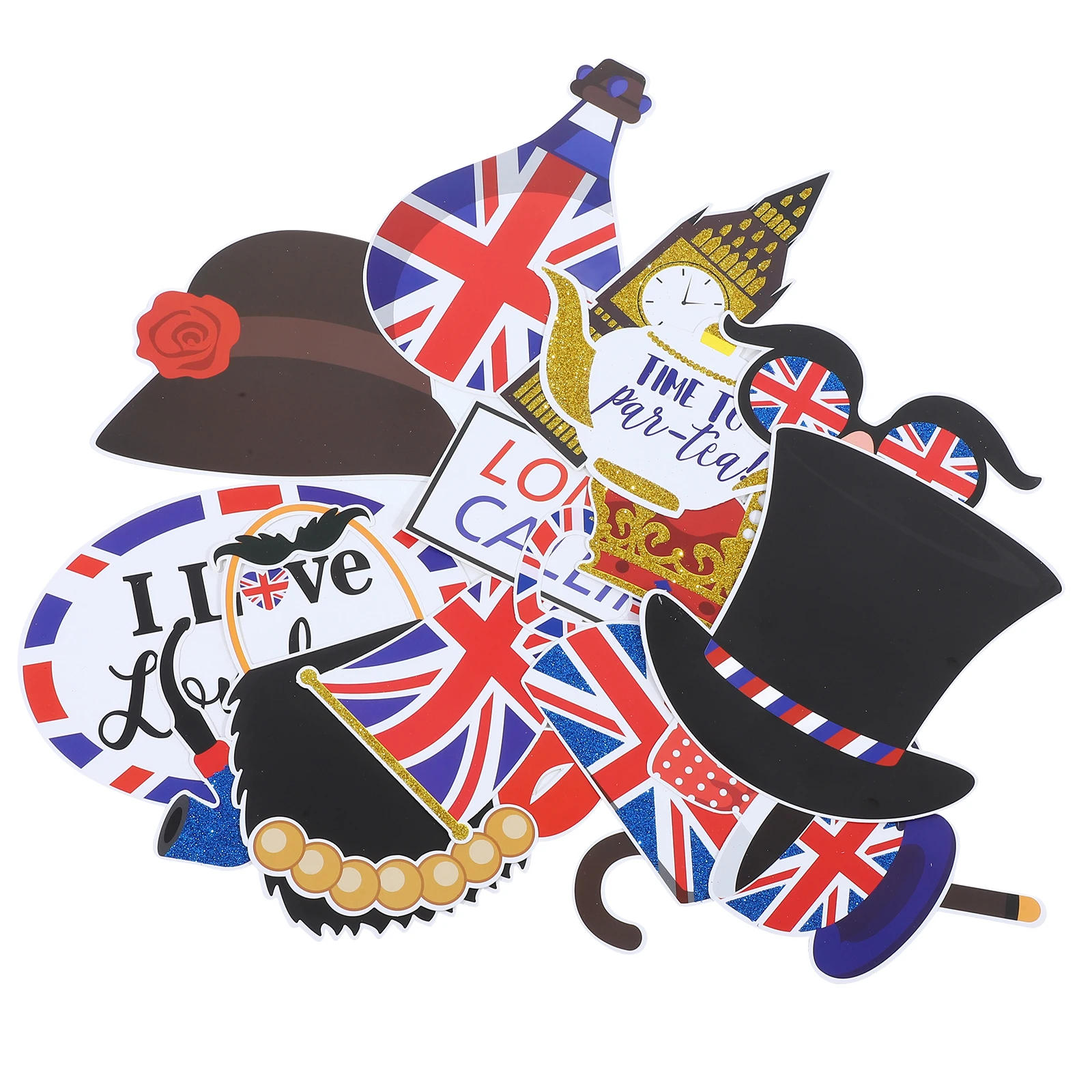 

20Pcs British Photo Booth Props Portable Paper Funny Party Photo Booth Prop Uk England Selfie Props Picture Taking Prop