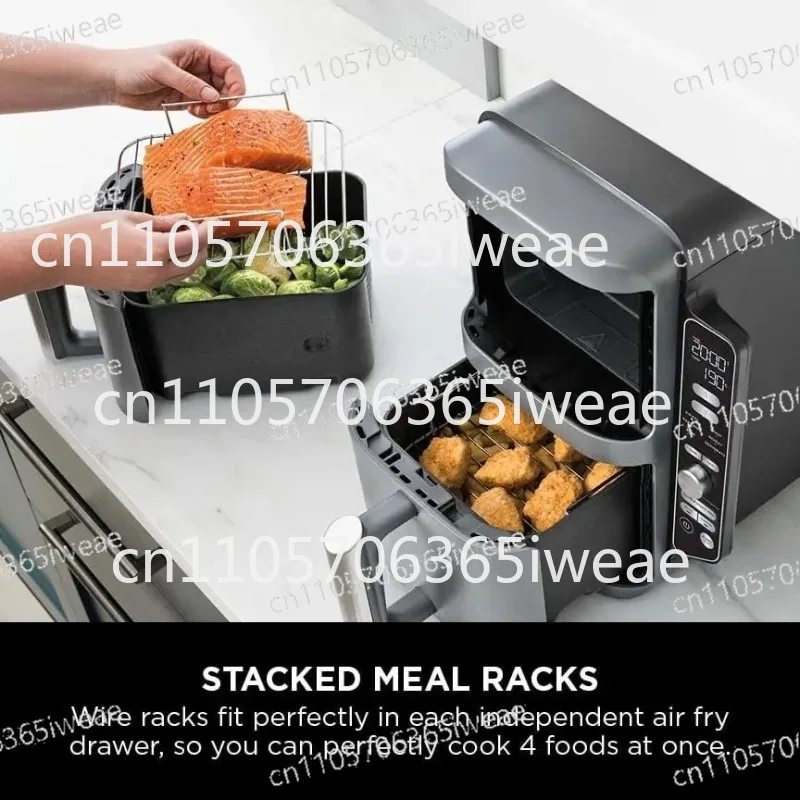 2 Basket Air Fryer 10/8QT Capacity 6 Functions 2470W 220V