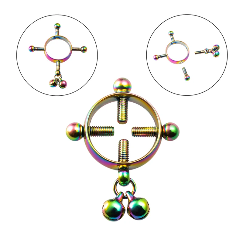المشابك الحلمة جرس صغير للنساء ، ألعاب جنسية ، مغازلة مثيرة ، ألعاب زوجين قابلة للتعديل دون ثقب ، معدات عبودية غريبة #2
