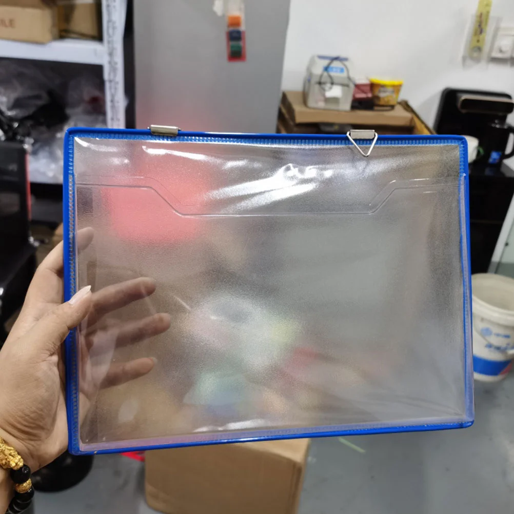 Bolsa de almacenamiento de archivos, bolsa para documentos, contenedor transparente para colgar en el hogar, soporte magnético de bolsillo, plástico