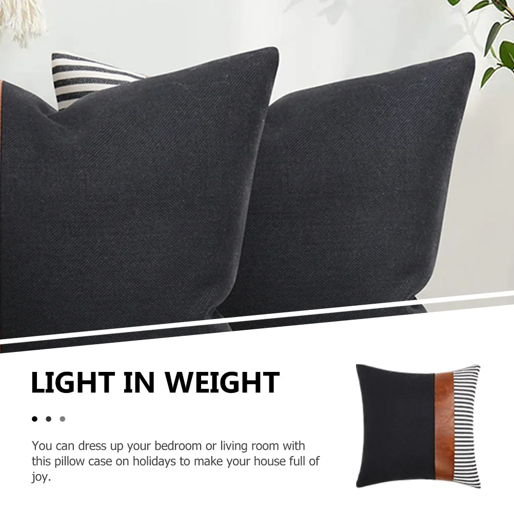 

PU Pillow Case Modern Decorative Throw Pillow Covers for Sofa Bed Car Living Room Dormitory Comfortable Spliced
