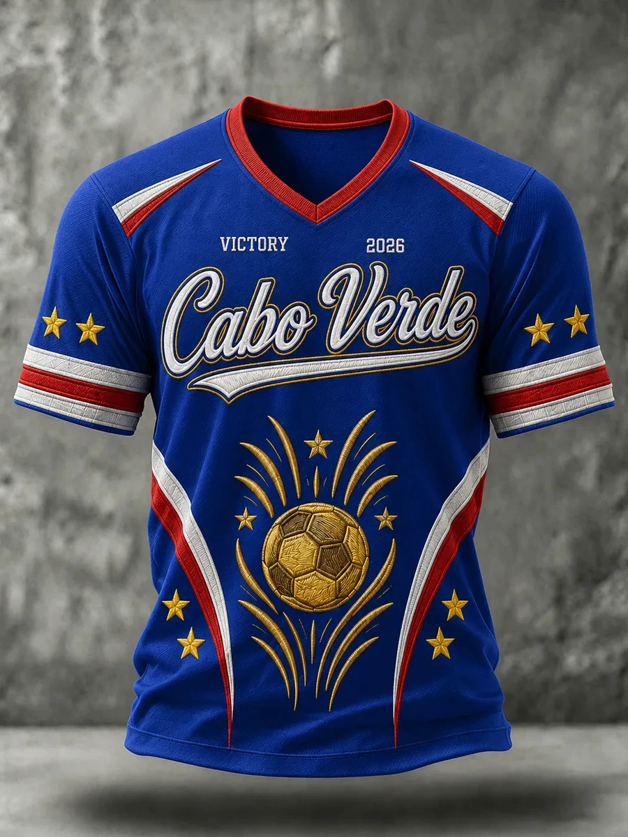 Cabo Verde Style Football Jersey T Shirt Men Women Sports Top Quick Dry Breathable Short Sleeve Casual Outdoor Summer Wear Tee