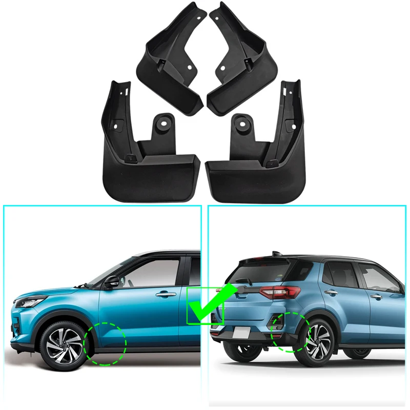 For Toyota Raize Rocky 2020-2021 4pcs Invisible Car Wheel Mud Flaps Mudguards Mudflaps Front Rear Splash Fender Accessories