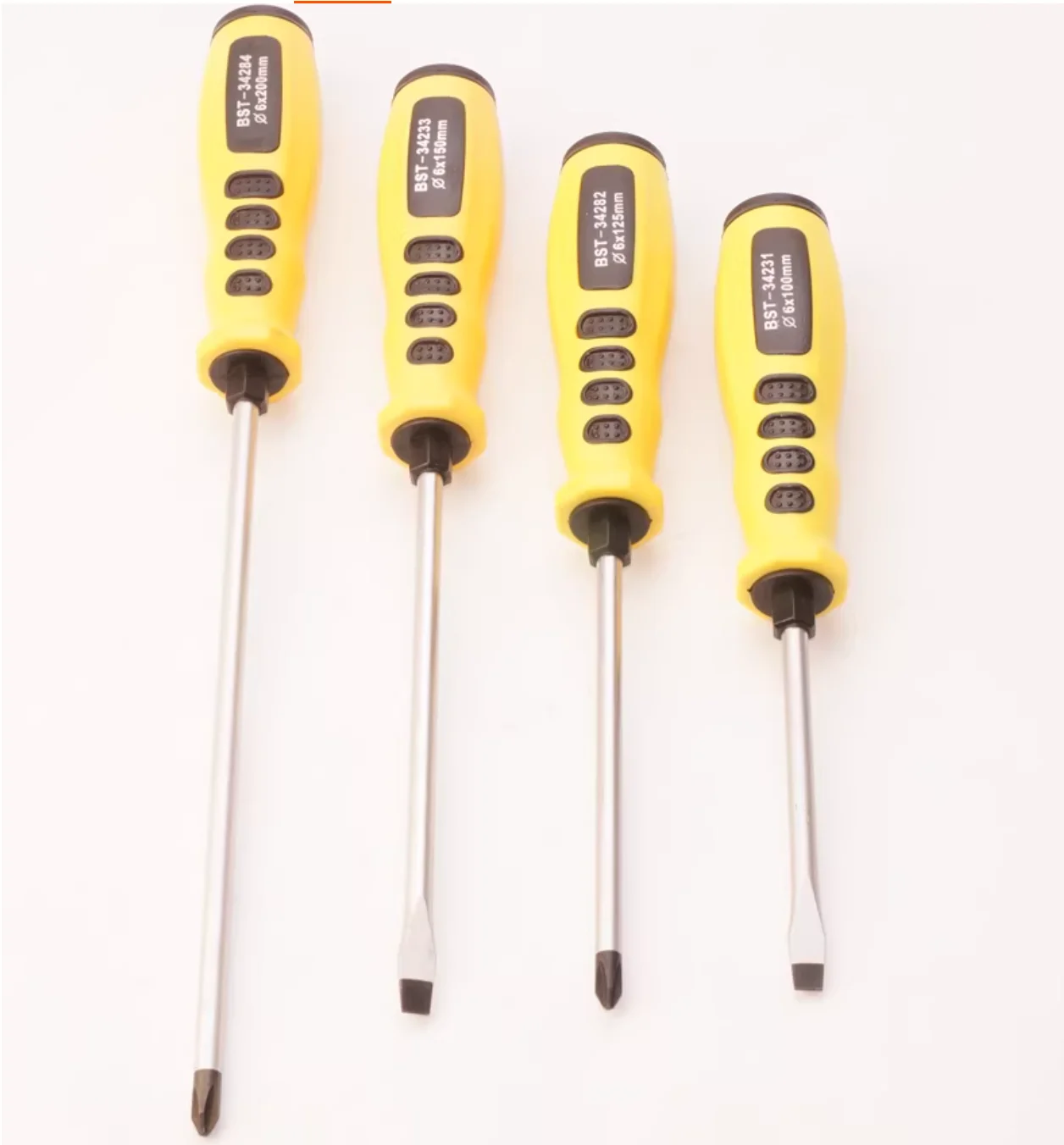 

BESTIR tool chrome vanadium steel slotted screwdriver TPR handle 6x100mm 6x125mm 6x150mm 6x200mm industrial type NO.34231
