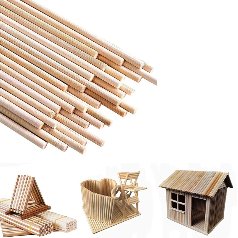 

3-4mm Round Wooden Stick for Crafts Food Ice Lollies Model Making Cake Dowel DIY Durable Dowel Building Model Woodworking Tool