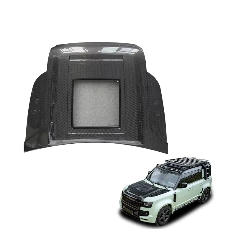 

Прозрачный капот двигателя для автомобильных кузовных систем для Land Rover Defender 90 110 130, передний капот из сухого углеродного волокна