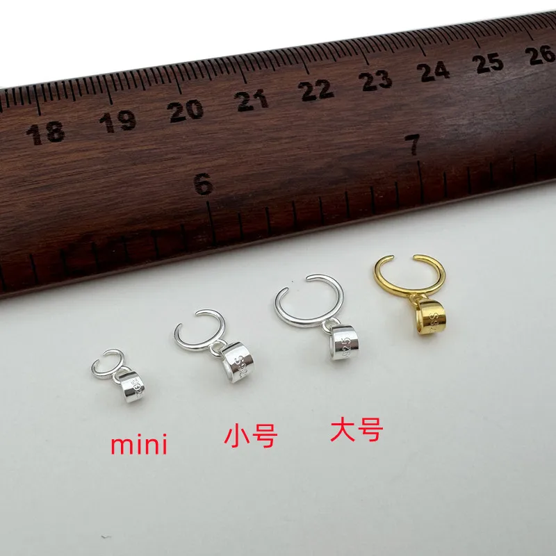 1PCS Solid 925 Sterling Silver Pendant Clasp Left&Right Horizontal Hole Clasp Buddha Jade Bull Nose Clasp Round DIY Accessories