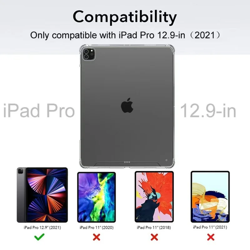 TPU Clear Case For iPad Pro 12.9 Case Silicone Transparent Ultra Thin Cover iPad Pro 12.9 2021 2020 2018 2022 Coque Accessories
