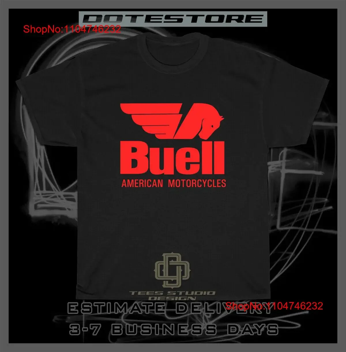 Buell American Logo Men's T Shirt Dotees vintage Washed homme Breathable Top For Everyday Wear Unisex Casual designer clothes