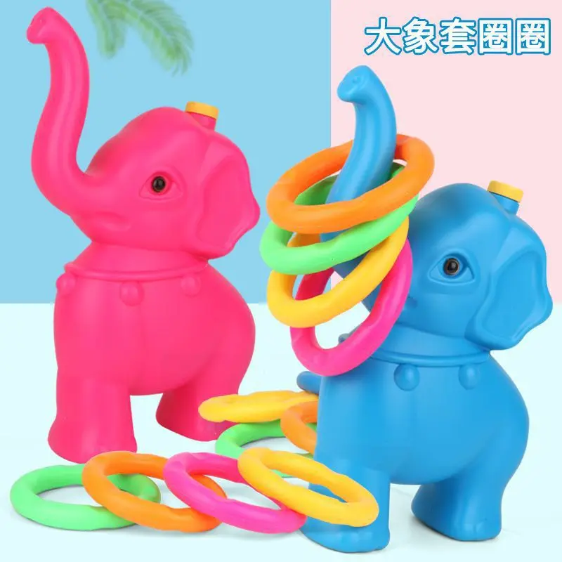 4 stks Plastic Ringen + Olifant Spel Kids Ring Toss Booth Carnaval Tuin Buitensporten Speelgoed Gooien Snelheid Agility Training Games