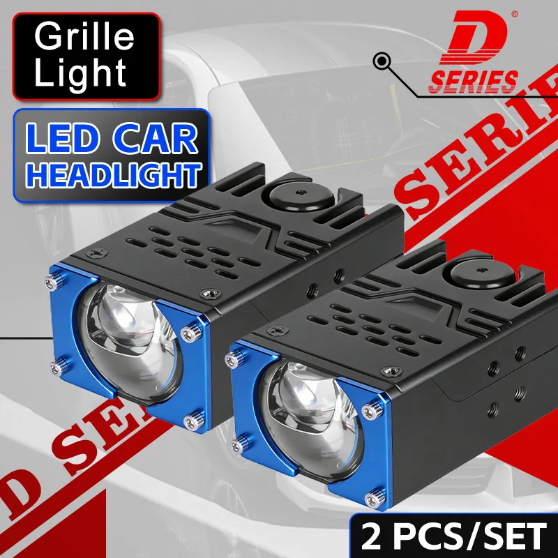 

2 шт. Bi-LED лазерные линзы-проекторы, ближний/дальний свет, 12В 68Вт 6000К, белый свет, для автомобиля, мотоцикла, решетки радиатора, противотуманной фары