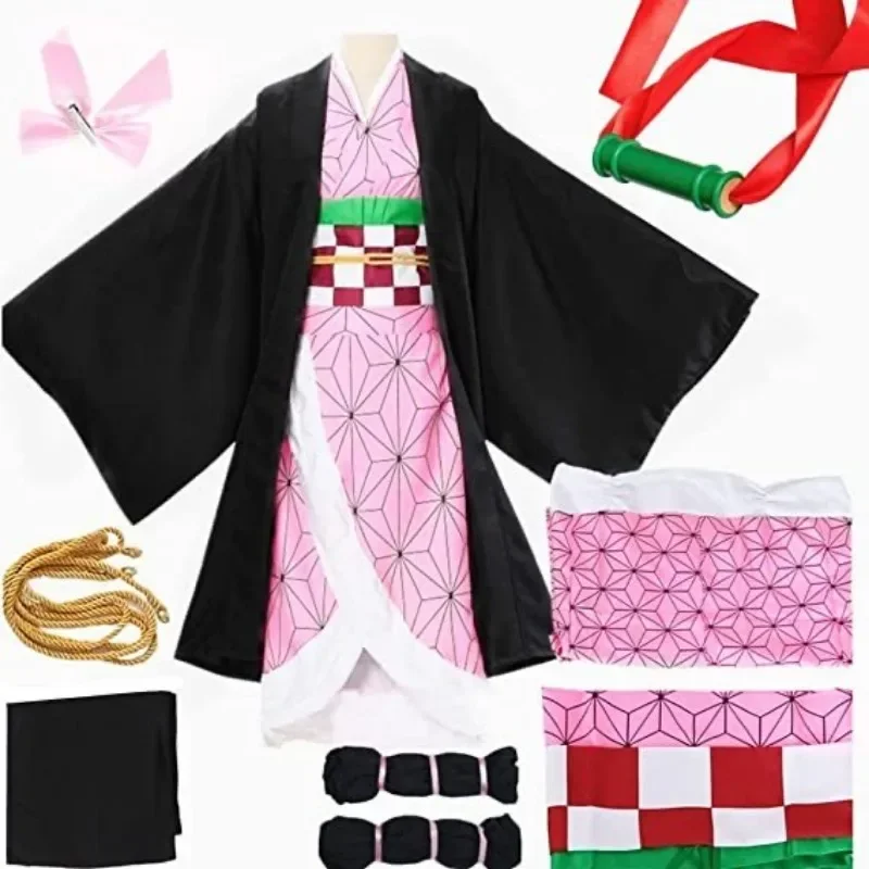 Vendita calda Anime Demon Slayero Kimetsu No Yaiba Tanjirou Kamado Nezuko Cosplay donne e uomini Kimono adulto o bambino Costume CosPlay