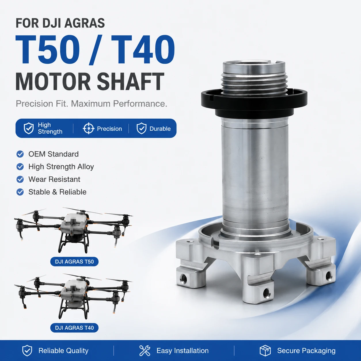Motor Shaft for DJI Agras T50 T40 with Engine Axis Seal Ring Kit, Agras UAV Engine Shaft Parts, Motor Shaft Gasket Cover for UAV