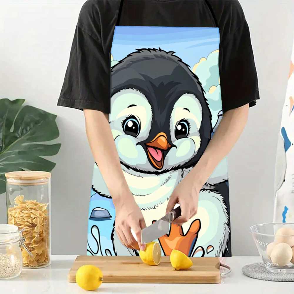 Cute Penguin Baby Apron For Kids And Adults With Adorable Cartoon Design Perfect For Cooking Baking Or Kitchen Activities - view 4