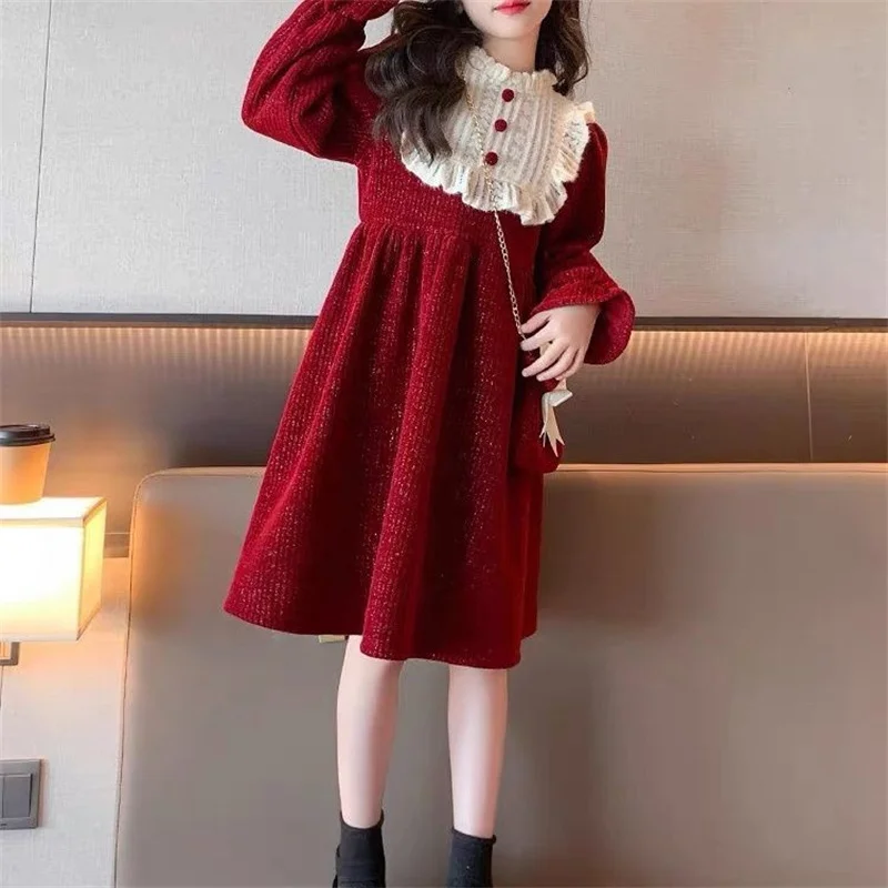 Girls Dress Autumn Winter Princess Birthday Wedding Party Gown New Children\'s Fashion Vestidos Kids Sweet Clothing 3-10 Years