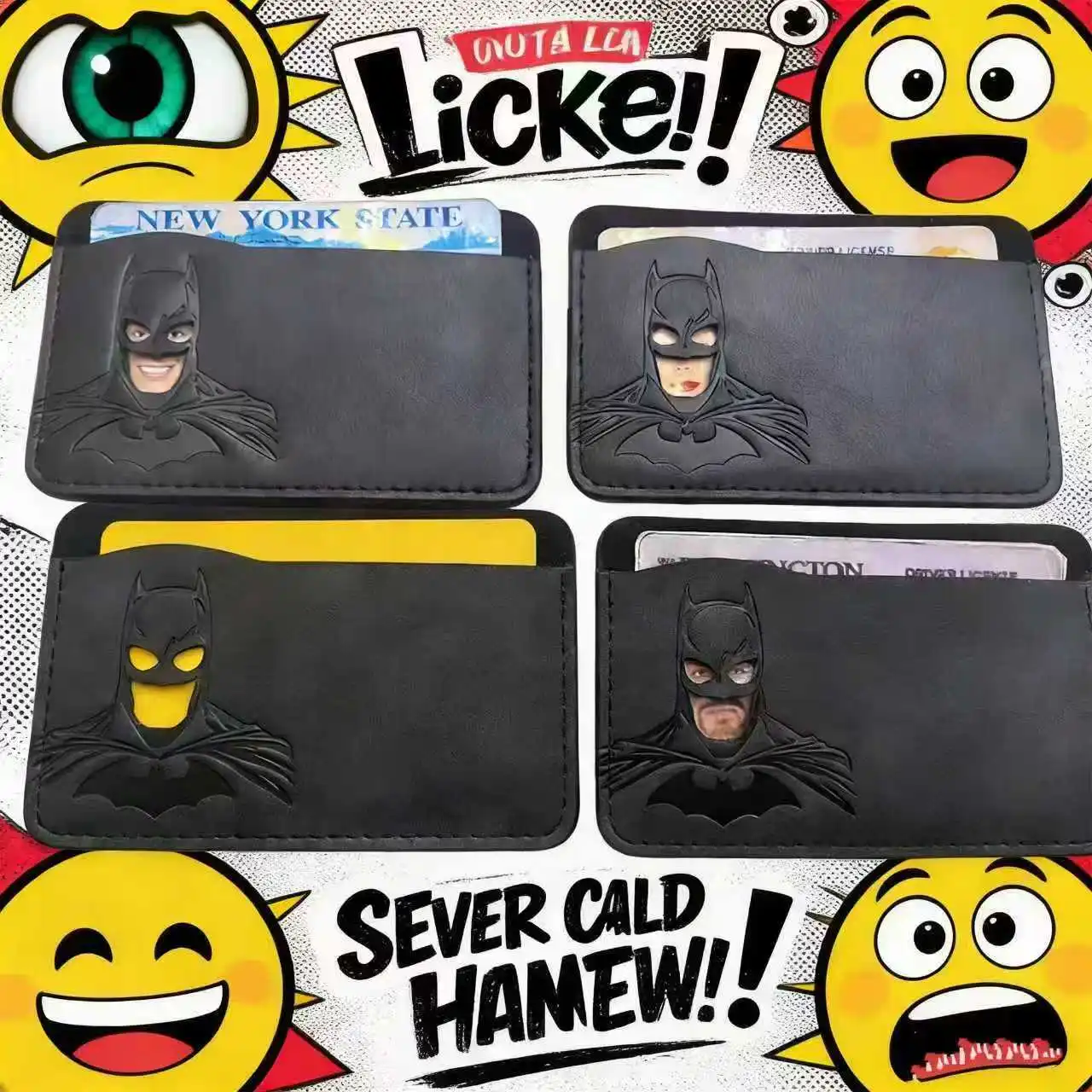 Personalized Leather ID Card Holder Superhero Mask Design Travel Wallet Unique Gift Idea for Men And Women