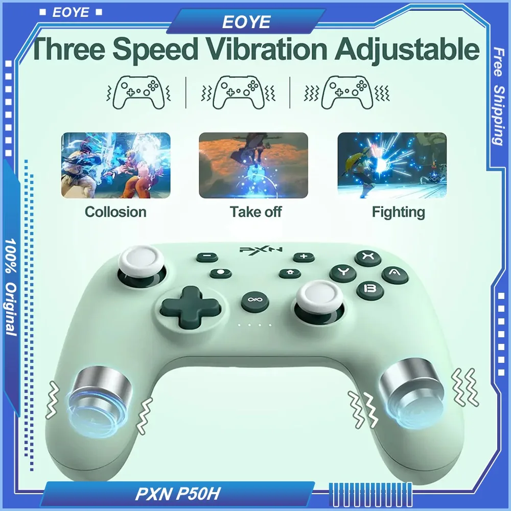 PXN P50H Wireless Switch Pro  Gamepad NFC Turbo Macro Gyro Axis Wake-Up Hall Effect Joysticks for Switch/Lite/OLED/iOS / PC