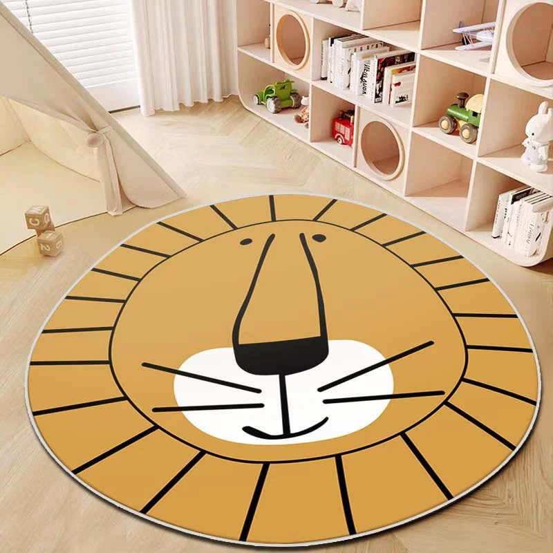 

Cute Cartoon Animal Round Plush Floor Rug Soft Fluffy Carpet Large Area Mat for Bedroom Living Room Home Decoration