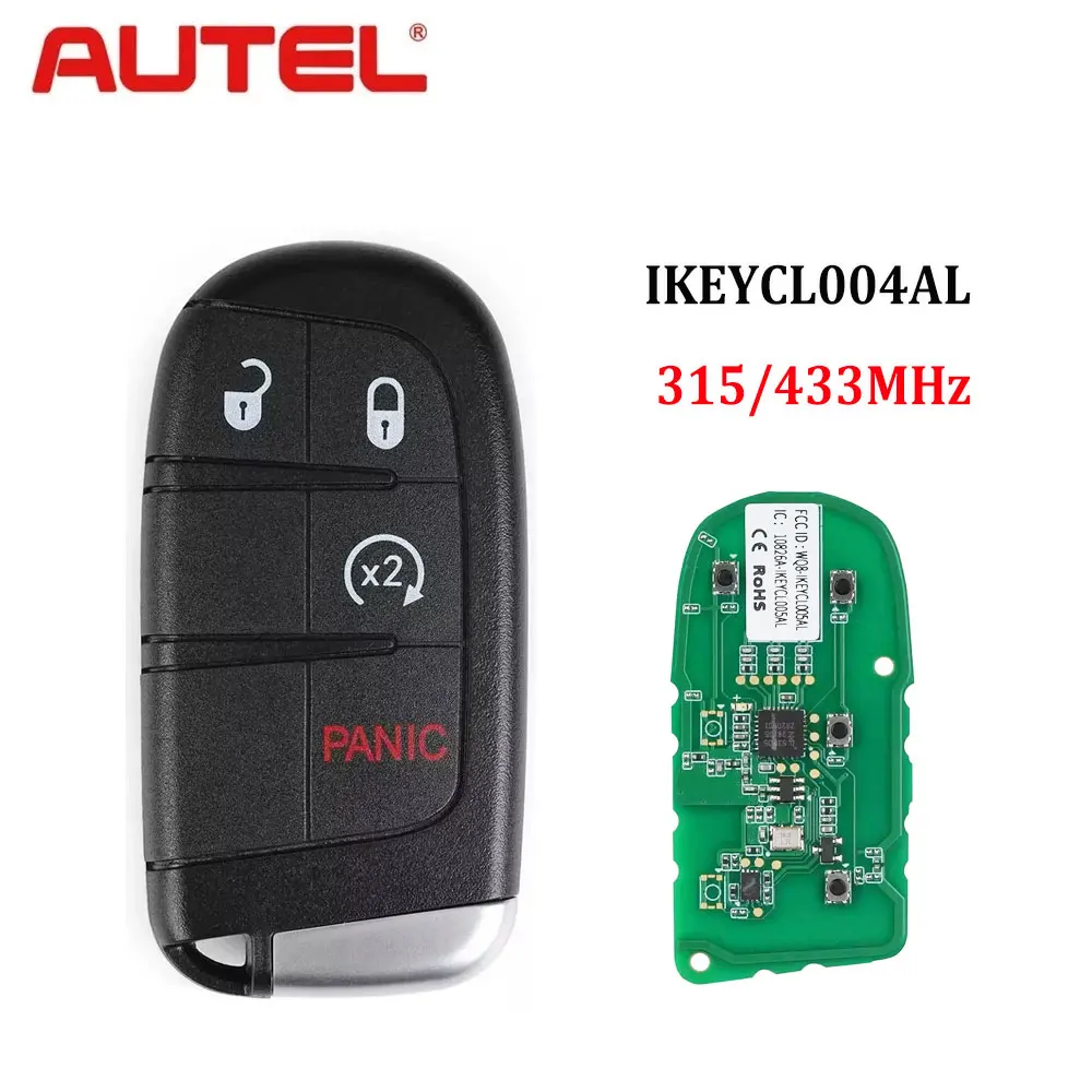 

Универсальный смарт-ключ Autel CL004AL с 4 кнопками IKEYCL004AL, автомобильный пульт дистанционного управления для Chrysler, совместимый с Autel Smart Key для KM100, IM508, IM608