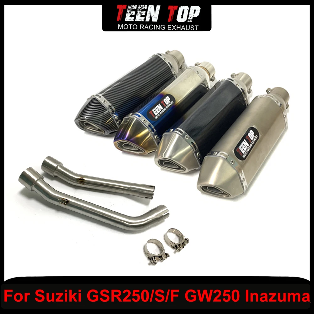

Motorcycle Stainless Steel Slip on Exhaust Connection Pipe For Suzuki GSR250 S/F GW250 Inazuma Dual Middle Link Pipe Muffler
