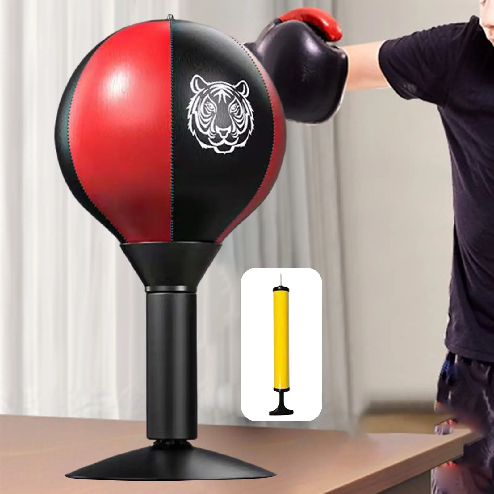 Desktop Punching Bag Boxing Ball Fight Skill MMA Sparring with Air Pump with Suction Base for Adult Kids Home Gym Training