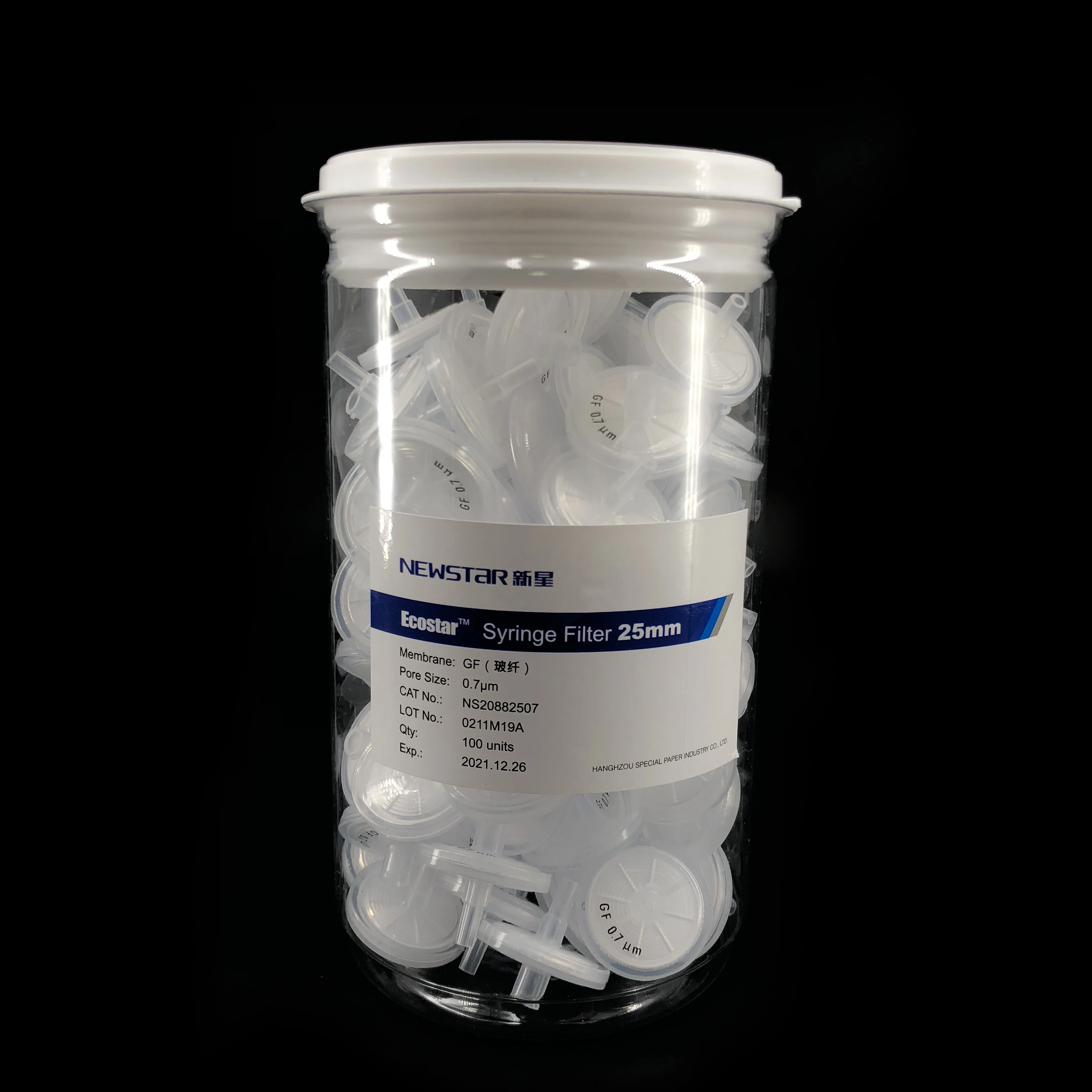 Glass Fiber Syringe Filters Pore Size 0.7um 1.0um 13mm 25mm used as Pre-filter Purification of Organic Solvents and Strong Acids