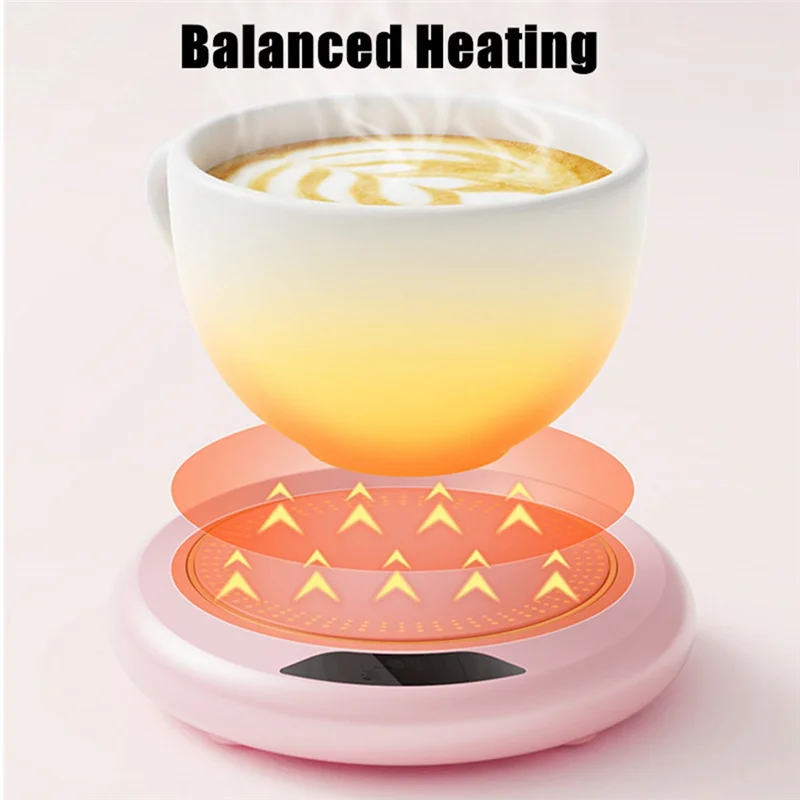 Thermostatic Heating Coaster 2PC USB Home 3-Speed Adjustment 55 Degree Constant Temperature