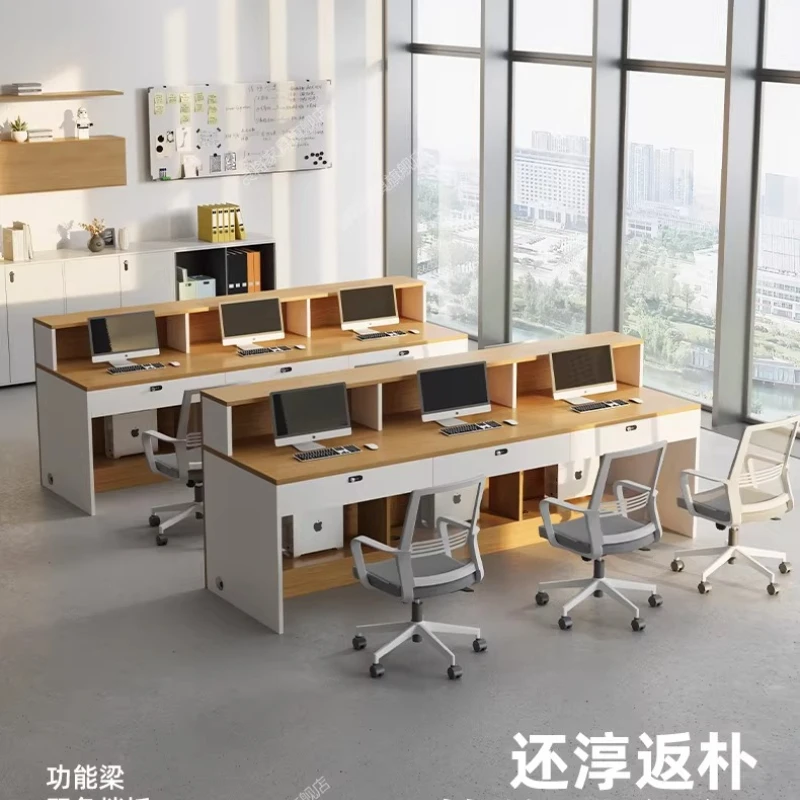 

Three-person desk Staff seat Office desk and chair combination Simple office workbench