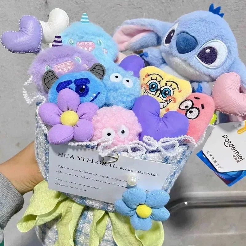 Disney Stitch Plush Bouquet Cute Cartoon Anime Stitch Kawaii Plush Doll Room Decoration Girlfriend Valentine Day Exquisite Gifts