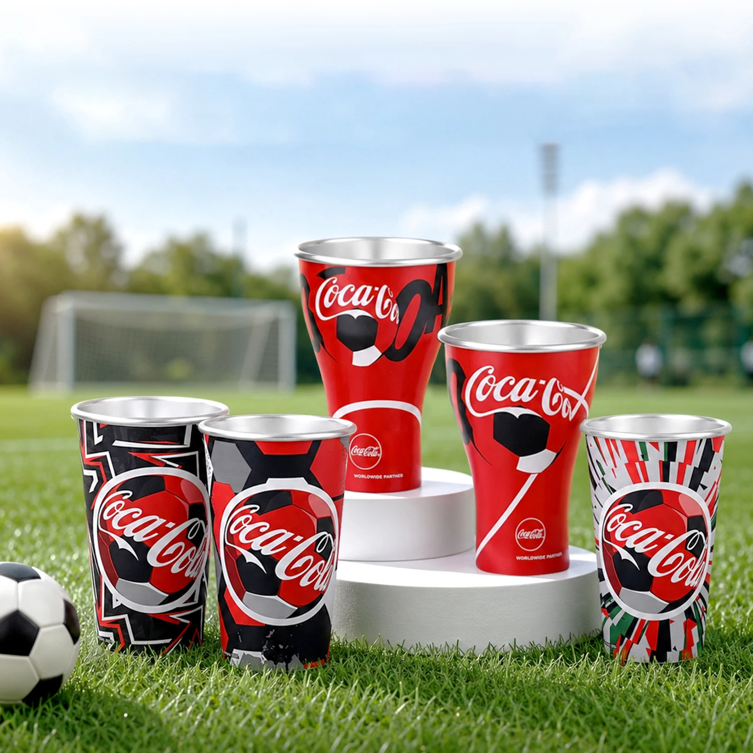 Cold Drink Aluminum Football Beer Mugs 450ml Reusable Drinking Cups for Cola Beer Water Juice Outdoor Camping Party Use