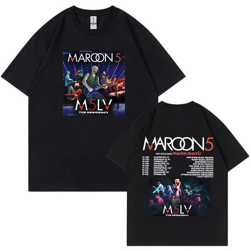 Punk Rock Maroon 5 2024 Tour Graphic T Shirts Men Hip Hop Vintage Short Sleeve T-shirt Unisex Oversized Cotton Tshirt Streetwear