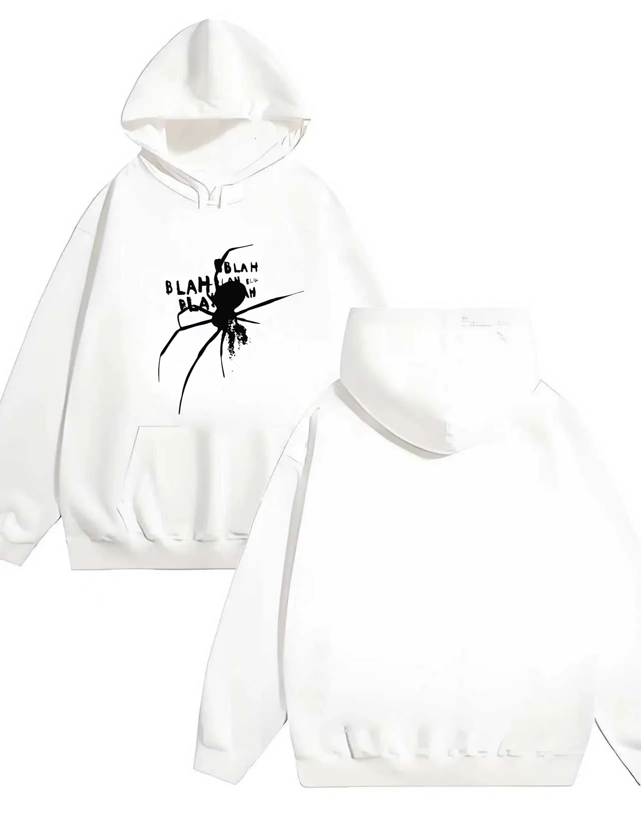 2025 New trendy spider print hoodie for men and women casual loose pullover 330G heavy-duty hooded sweatshirt
